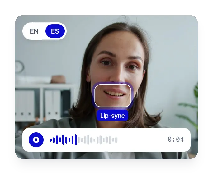 Sincronización de labios aplicada a un doblaje en español: se resalta la boca del hablante mientras se reproduce la línea doblada